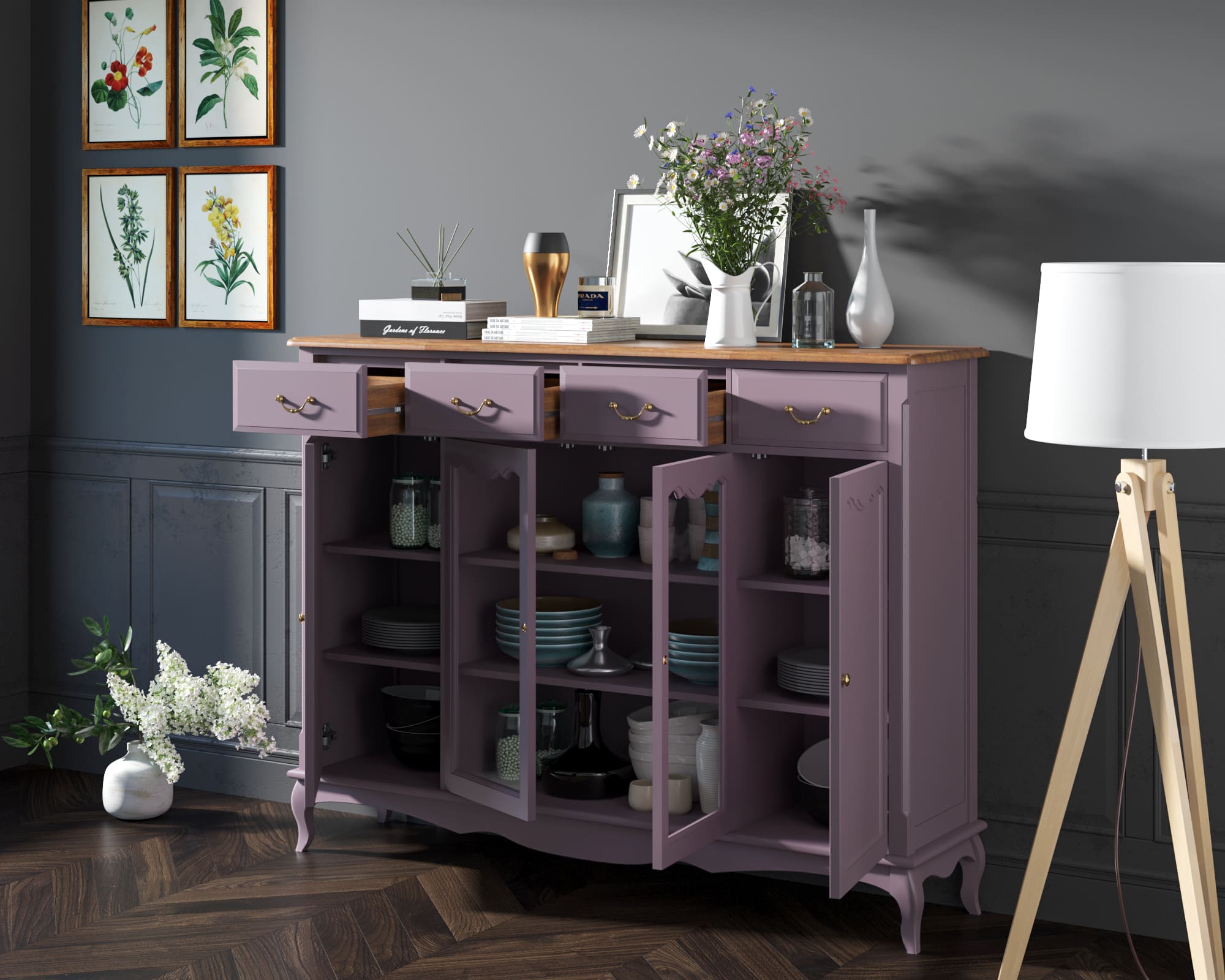 Комод-витрина Leontina Lavanda арт ST9363L в интернет-магазине