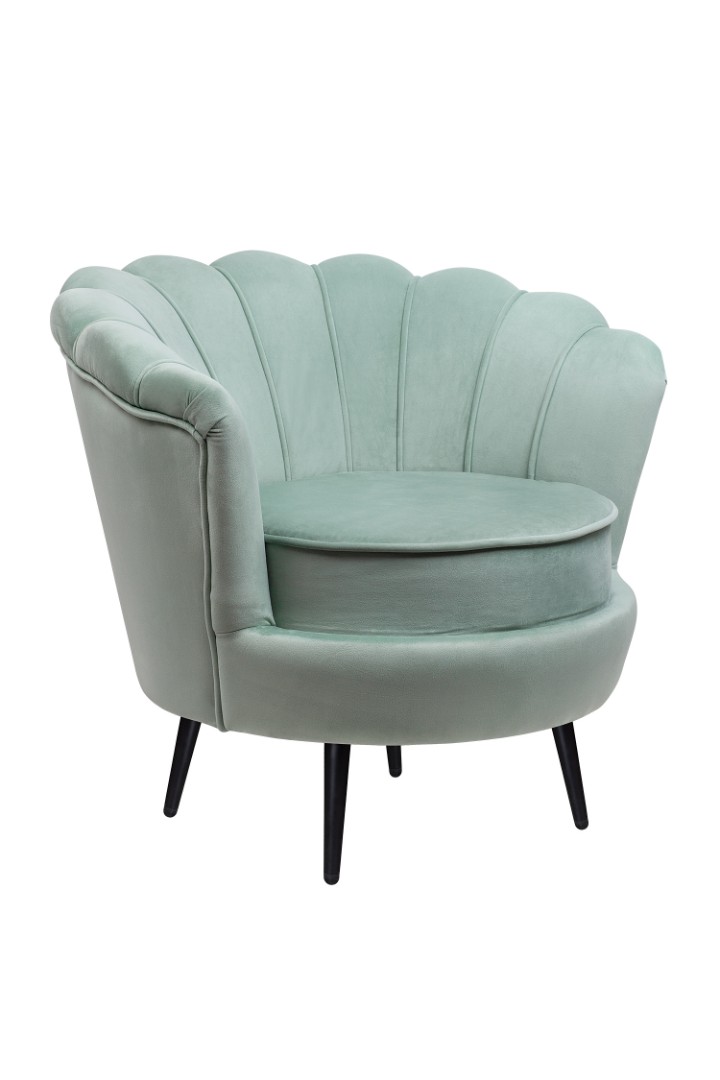 купить Низкое кресло ракушка Pearl Green на черных ножках