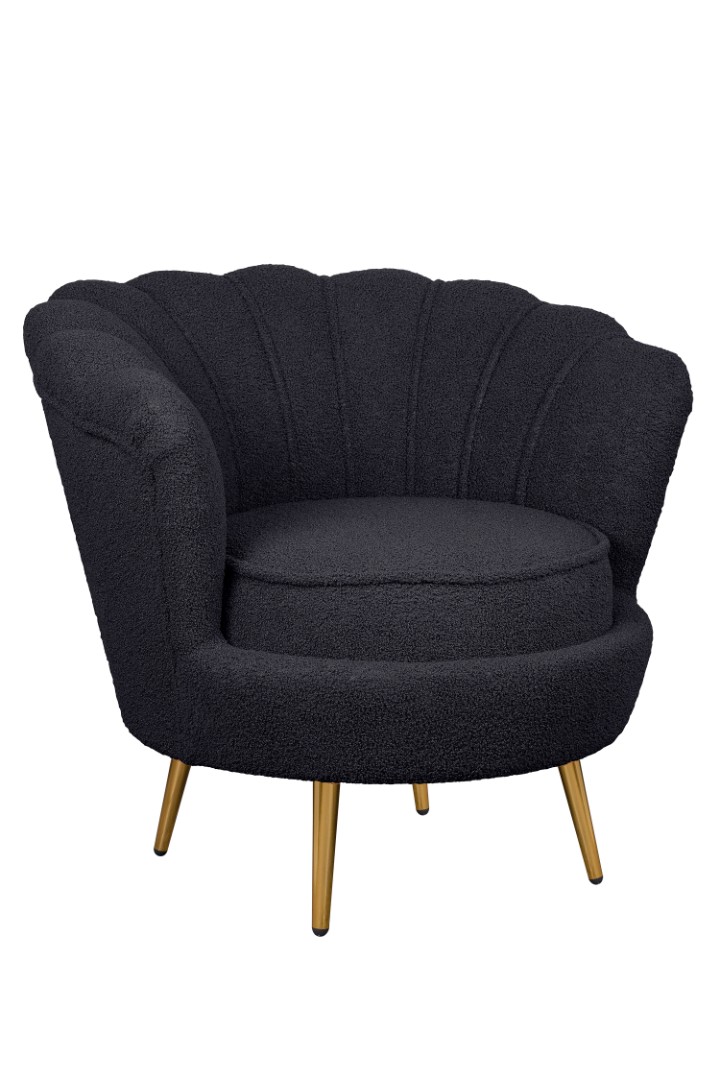 купить Низкое кресло ракушка Pearl Black Boucle в Москве купить Низкое кресло ракушка Pearl Black Boucle