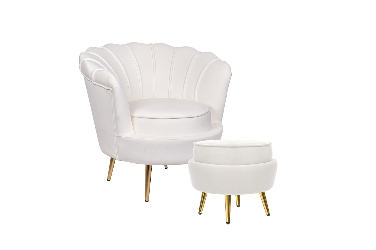 купить Кресло с пуфом ракушка Pearl Beige