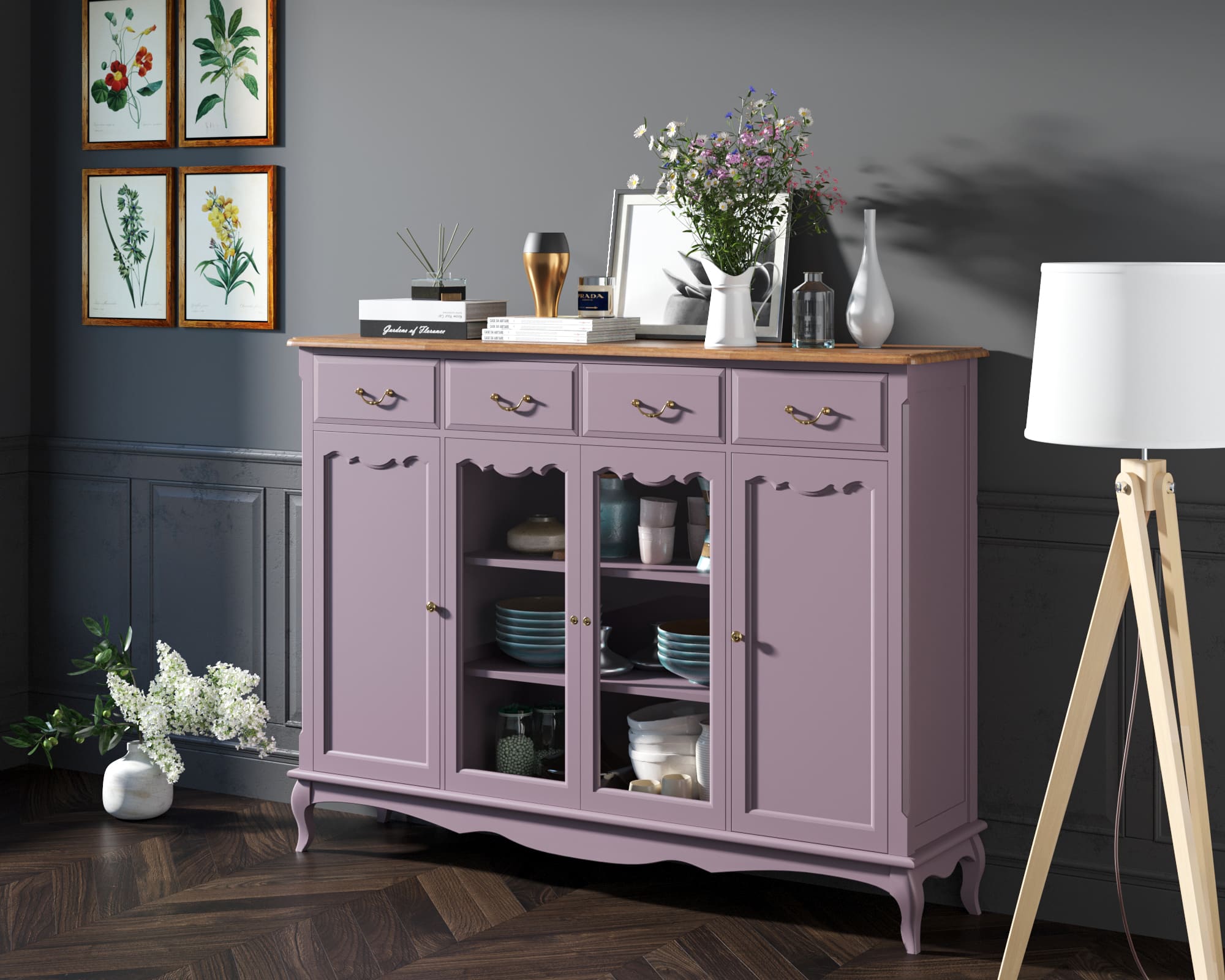 заказать Комод-витрина Leontina Lavanda арт ST9363L