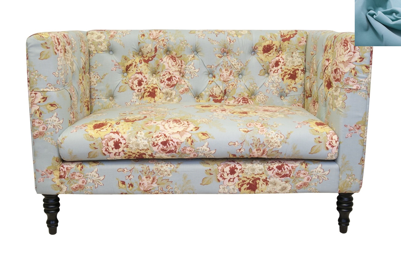 Прямой двухместный диван Rose голубой в интернет-магазине в Санкт-Петербурге