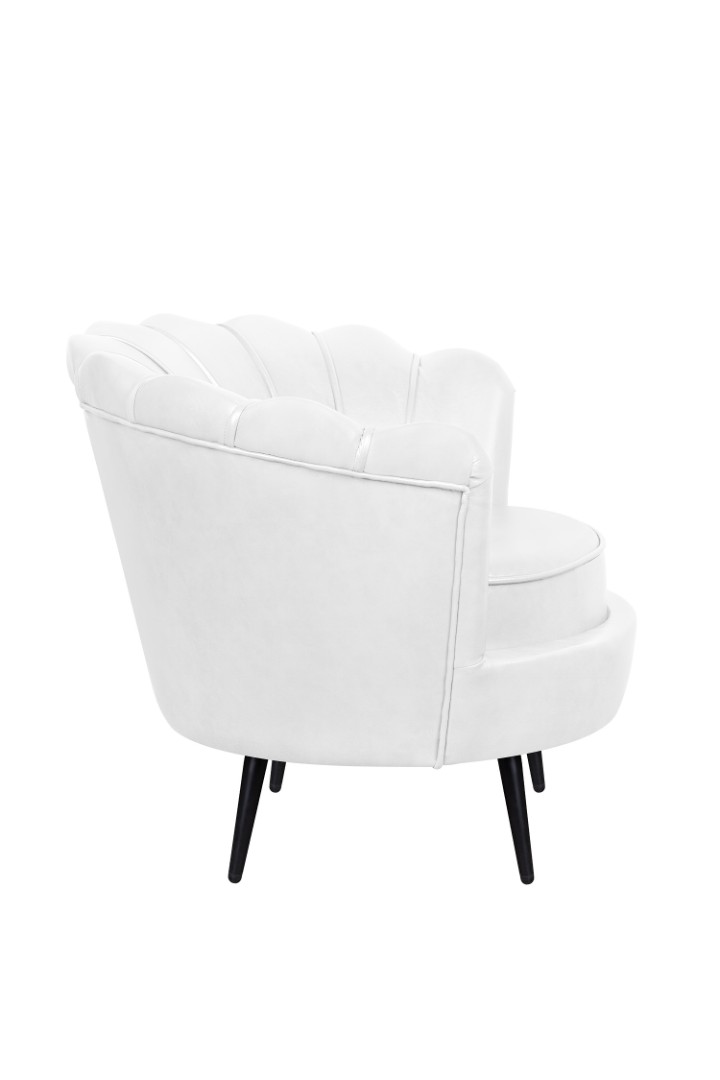 заказать Низкое кресло ракушка Pearl White на черных ножках