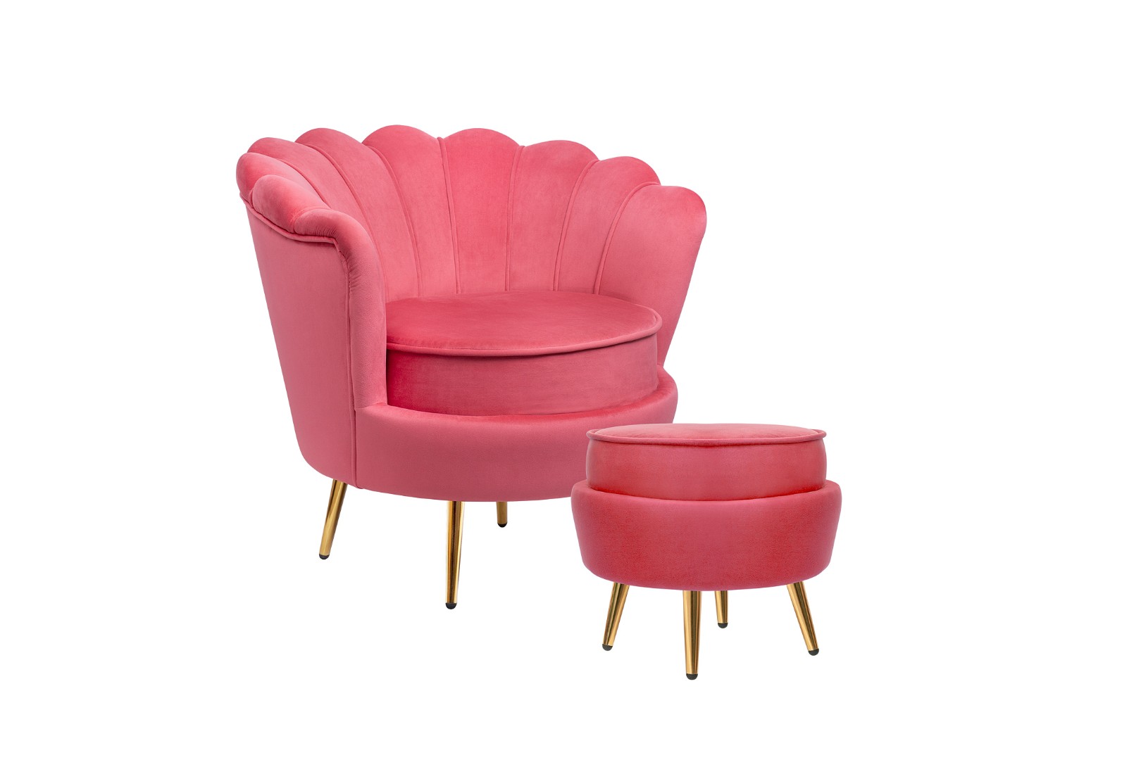 купить Кресло с пуфом ракушка Pearl Karmin