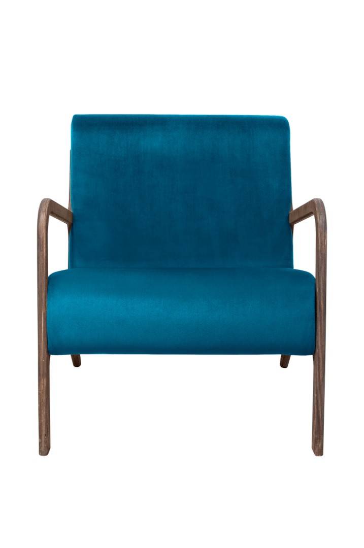 купить Низкое кресло с деревянными подлокотниками Mody Marine цвет синий