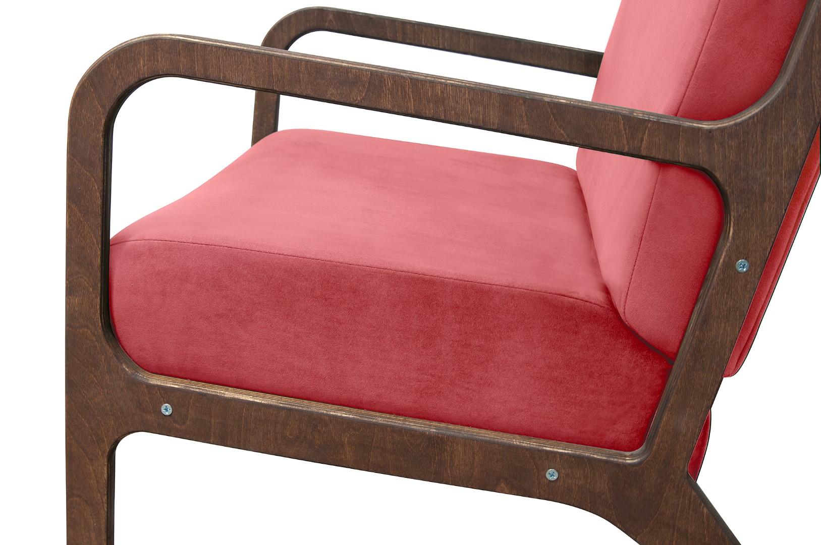 Низкое кресло с деревянными подлокотниками Mody Karmin красное в интернет-магазине