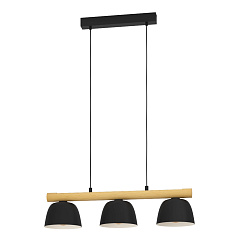 43739 Подвесной потолочный светильник (люстра) SHERBURN, 3Х40W, E27, L770, B200, H1100, сталь, черный/дерево, коричневый