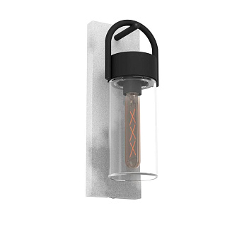 900286 Уличный настенный светильник CARRARO, E27, 1X60W, IP44, L115, H380, A130, сталь, серый, черный/стекло, прозрачный