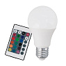 Лампа светодиодная диммируемая RGB с пультом упр-я A60, 7,5W (E27), 3000K, 470lm