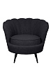 Низкое кресло ракушка Pearl Black Boucle на черных ножках №0