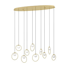 390347 Люстра диммируемая PORTOCOLOM, 10X3W (LED), 3000K, 3500lm, L1160, B260, H1500, сталь, латунь, золотой/матовое опаловое стекло, белый