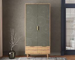 Шкаф двухстворчатый  с ящиками "Line" R26/browngrey