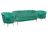 Комплект кресел и дивана ракушка Pearl Triple Green V2 №1
