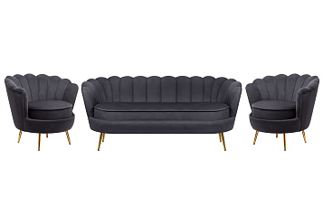 Комплект кресел и дивана ракушка Pearl Triple Black