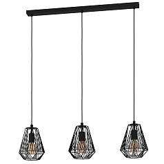 43693 Подвесной потолочный светильник (люстра) STYPE, 3Х40W, E27, L950, B200, H1100, сталь, черный