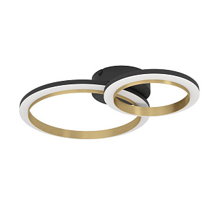 901223 Светодиодный потолочный светильник CALLIERA, 20W(LED), 420X300, димм., сталь, пластик, черный, латунь/пластик, белый, 4000K, 1500lm