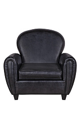 Кресло кожаное широкое Flog черное