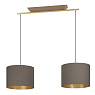 390336 Люстра SANTANDRIA, 2X40W (E27), L1050, B350, H1500, сталь, дерево, матовая латунь, коричневый/текстиль, капучино, латунь