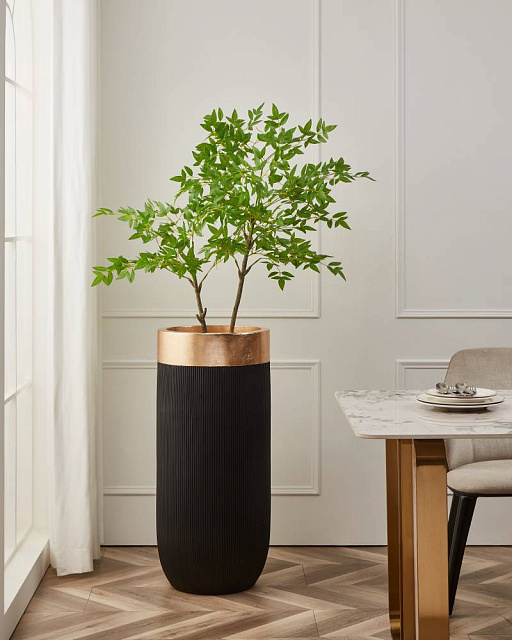 428195 Ваза декоративная MUARAKAMAN, ?390, H-900, стекловолокно, черный, золото в Санкт-Петербурге 428195 Ваза декоративная MUARAKAMAN, ?390, H-900, стекловолокно, черный, золото