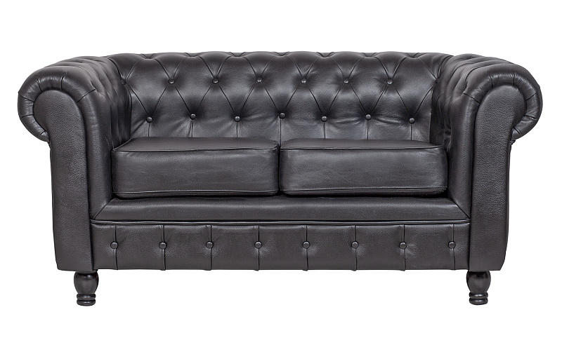 Диван из черной кожи Chesterfield Black Leather 2S в Санкт-Петербурге Диван из черной кожи Chesterfield Black Leather 2S