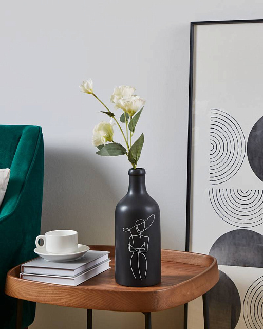 421119 Ваза декоративная KITAKATA, H300, ?130, керамика, черный, белый в Санкт-Петербурге 421119 Ваза декоративная KITAKATA, H300, ?130, керамика, черный, белый