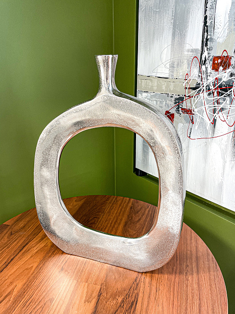 421312 Ваза декоративная ANKAREFO, L430, B60, H575, алюминий, цвет никель