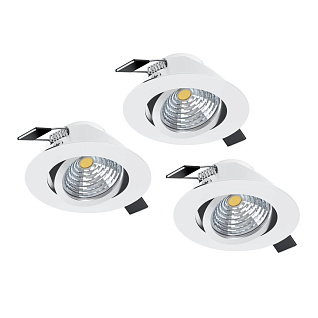 33391 Комплект встраиваемых диммируемых светильников SALICETO, 3X6W (LED), 4000K, 1350lm, ?88, алюминий, белый / стекло, прозрачный, белый
