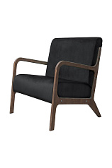 Низкое кресло с деревянными подлокотниками Mody Black черное