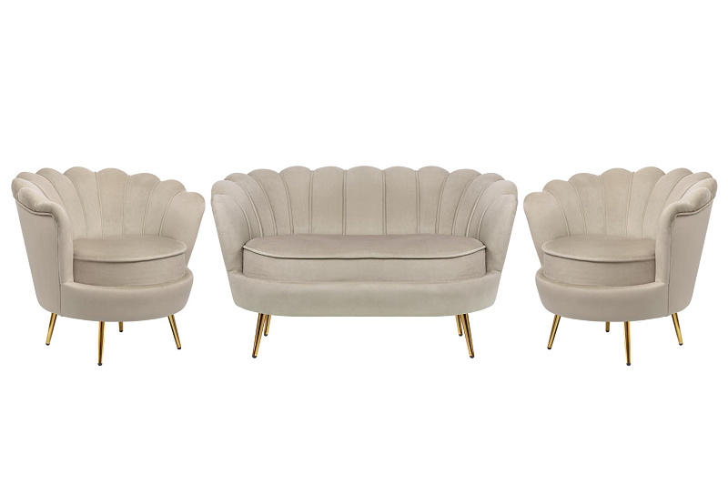 Комплект кресел и дивана ракушка Pearl Double Taupe