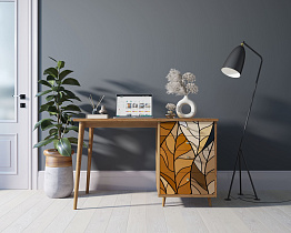 Стол рабочий "Berber" принт 08 с одной тумбой арт BB31/Print_08