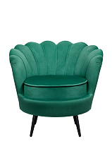 Низкое кресло ракушка Pearl Green V2 на черных ножках