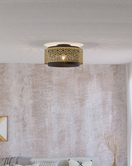 43979 Потолочный светильник SANDBACH, 1X40W (E27), ?420, сталь, черный, латунь