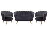 Комплект кресел и дивана ракушка Pearl Double Black №0