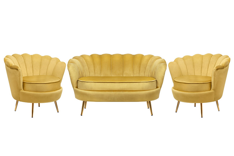 Комплект кресел и дивана ракушка Pearl Double Yellow