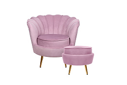 Кресло с пуфом ракушка Pearl Pink в Санкт-Петербурге