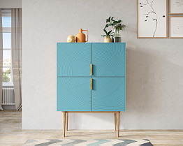 Малый комод с четырьмя дверками на высоких ножках "Line" LN13/GR1/blue