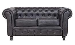 Диван из черной кожи Chesterfield Black Leather 2S в Санкт-Петербурге