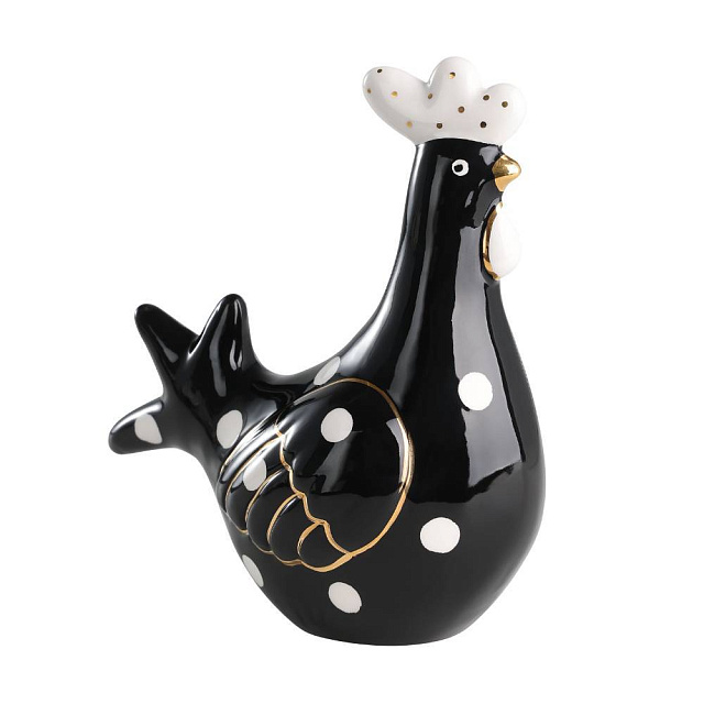 427921 Фигурка Курица LANDJUT L110, B58, H120 керамика, черный, белый, золотой в Санкт-Петербурге 427921 Фигурка Курица LANDJUT L110, B58, H120 керамика, черный, белый, золотой