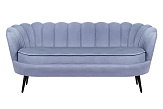 Диван ракушка для гостиниц Pearl Triple Blue на черных ножках №0