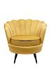 Низкое кресло ракушка Pearl Yellow на черных ножках №0