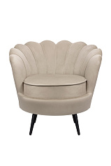 Низкое кресло ракушка Pearl Taupe на черных ножках