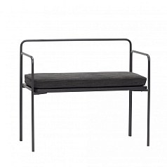 БАНКЕТКА СО СПИНКОЙ HUBSCH, ТКАНЬ / МЕТАЛЛ, ЧЕРНЫЙ