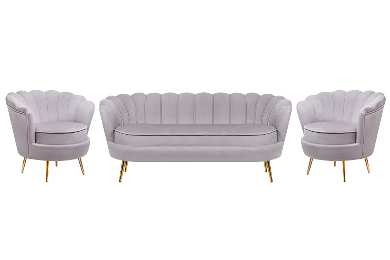 Комплект кресел и дивана ракушка Pearl Triple Grey