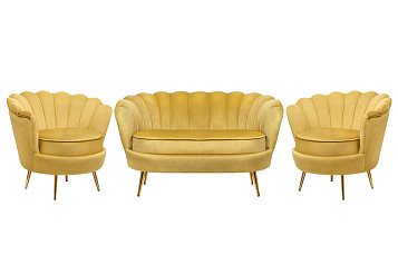 Комплект кресел и дивана ракушка Pearl Double Yellow