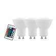 Лампа светодиодная диммируемая RGB с пультом упр-я, 3х4W (GU10), 3000K, 220lm №0