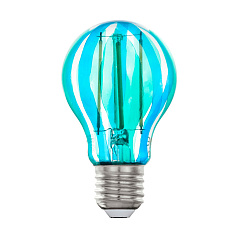 Лампа светодиодная A60, 1x6,5W(E27), 2700K, 360lm, синий, серый