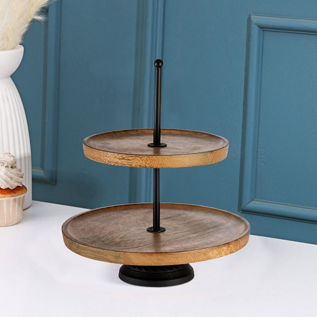 427141 Блюдо-этажерка декоративное MAKILALA, H295, ?250, дерево, сталь, натуральный в Санкт-Петербурге 427141 Блюдо-этажерка декоративное MAKILALA, H295, ?250, дерево, сталь, натуральный