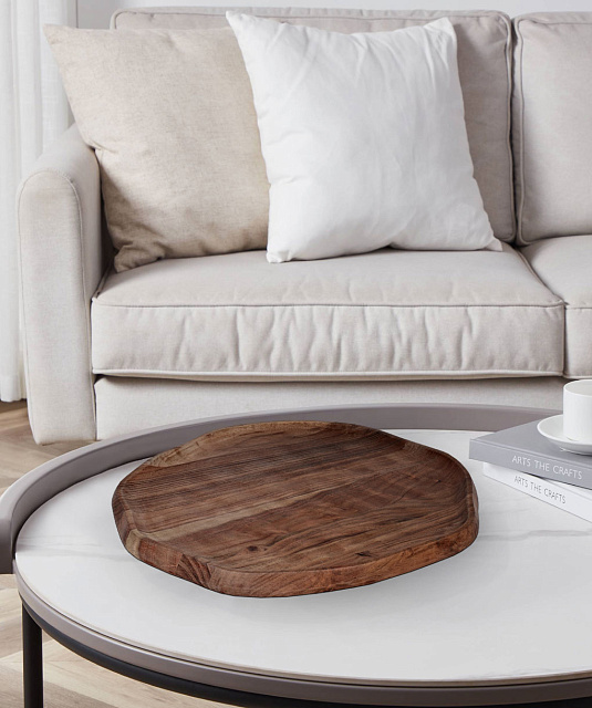 427045 Тарелка декоративная FORLEYET, L370, B345, H25, дерево, натуральный