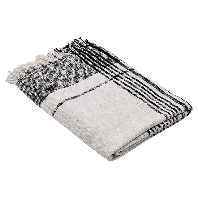 420063 Плед CHEVERY, L1700, B1300, 100% хлопок, белый, черный в Санкт-Петербурге 420063 Плед CHEVERY, L1700, B1300, 100% хлопок, белый, черный