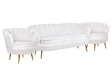 Комплект кресел и дивана ракушка Pearl Triple White Boucle №1